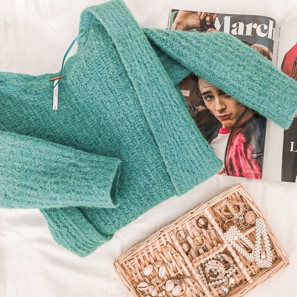 Free People Sweaters - FREE PEOPLE WEEKEND GETAWAY TURQUOISE CARDIGAN